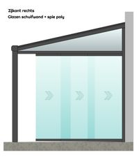 Zijkant rechts - Glazen Schuifwand + Spie Polycarbon